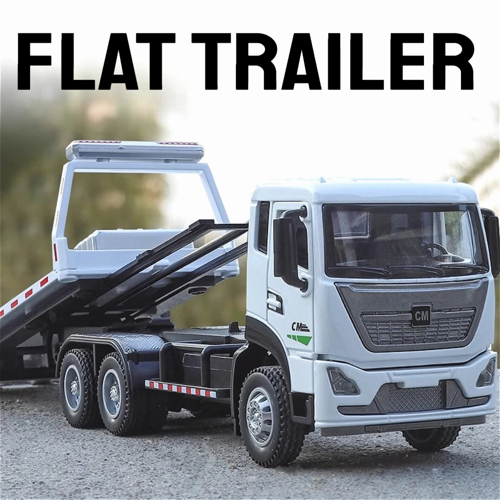 

Масштаб 1:32, дорожный спасательный автомобиль, мука, транспортная модель, игрушка, плоский прицеп, звук, свет, инженерные модели транспортных средств, украшения для хобби, подарки