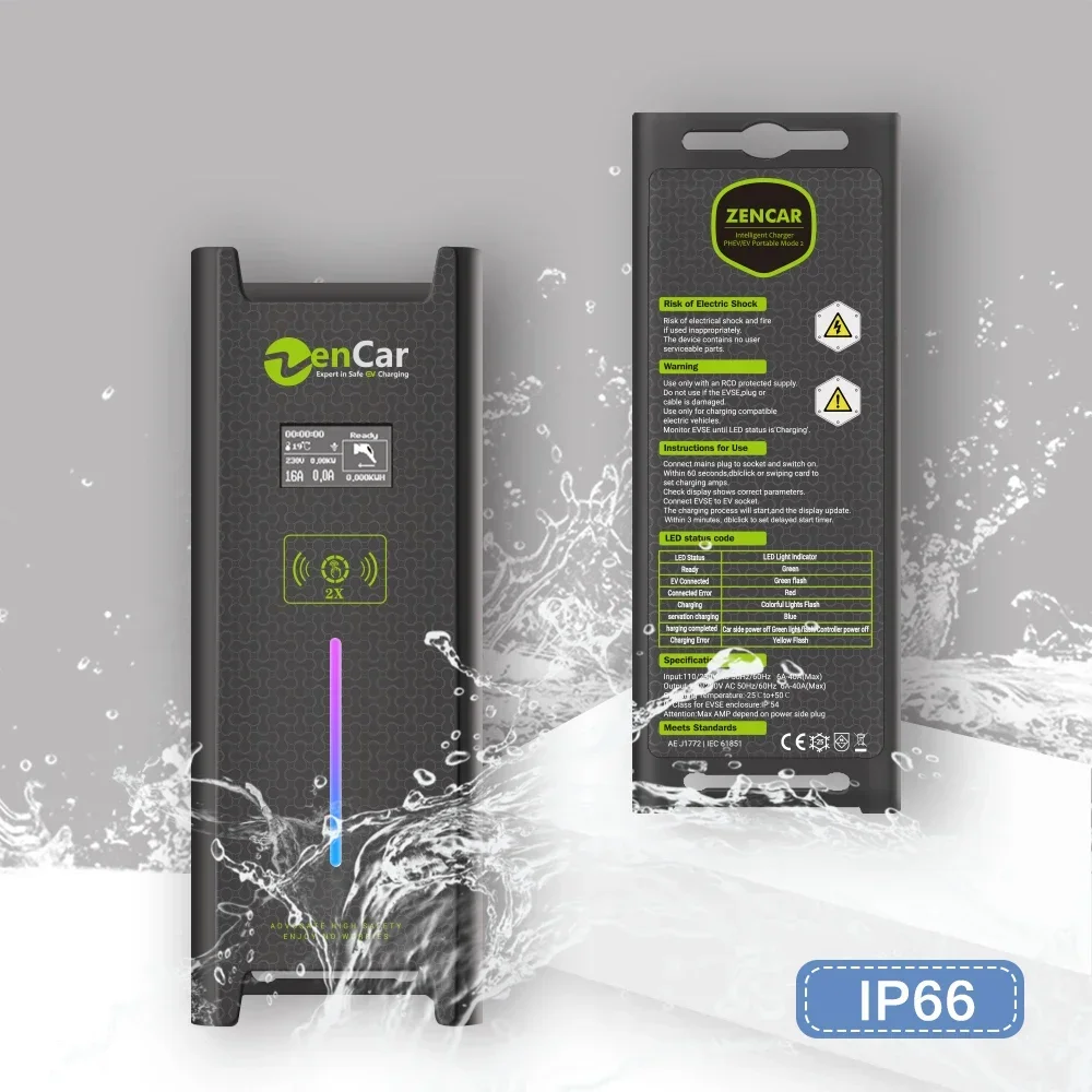 Zencar 32A 7KW 1 Phase Type 1 Por EV Charger Mobile Home Fast EV  Station for Vehicle Compatible All Type