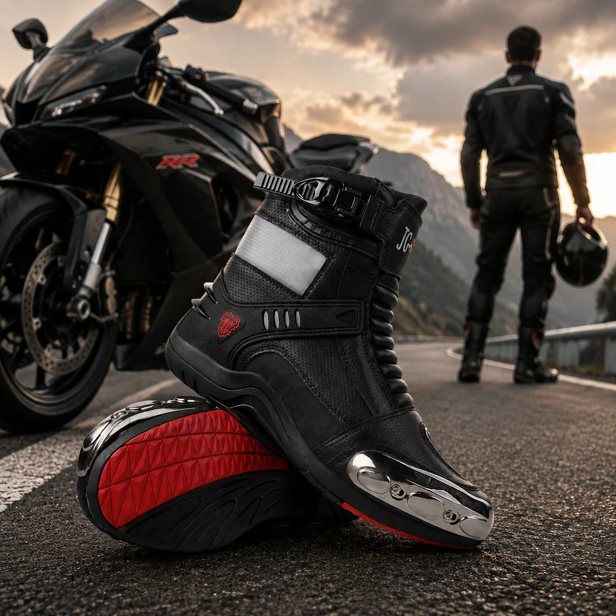 JG.WOLVES New Hot-Selling Motorcycle Riding Shoes Waterproof and Drop-Proof Motorcycle Riding Shoes Wear-Resistant Sneakers