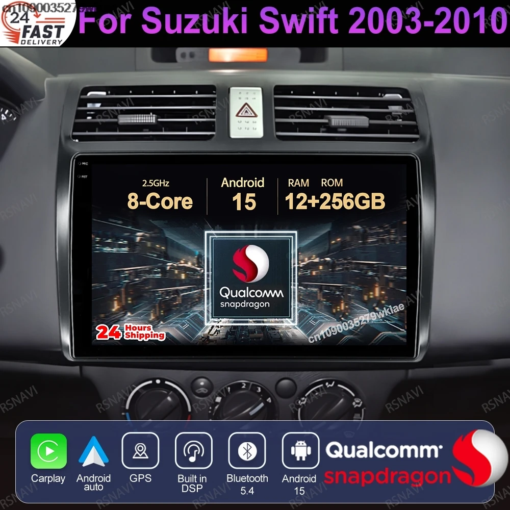 

Android 15 For Suzuki Swift 2003-2010 Wireless Carplay Auto Qualcomm Multimedia GPS Stereo 5G WIFI 4G LTE Viedo Player Head Unit