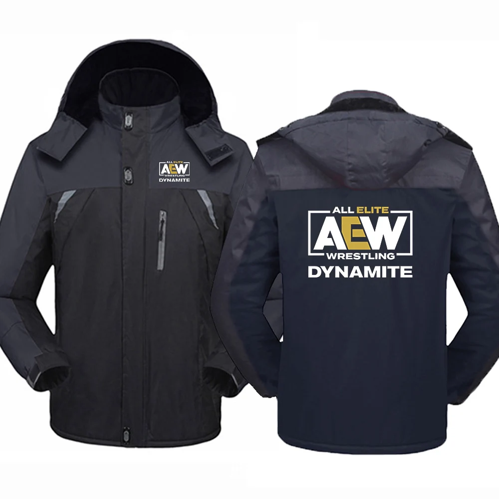 All Elite AEW Wrestling AEW Men Winter Quality Thickened Windbreaker Coats Warm Fleece Patchwork Cold-Proof Printing Tops