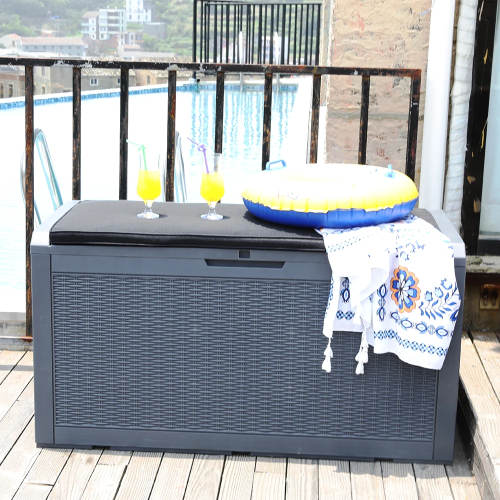 

Large Capacity Outdoor Garden Patio Gas Poles Storage Box with Lid and 3cm Cushion