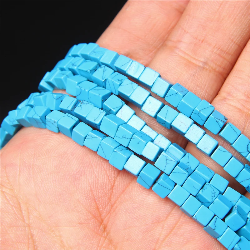 New Arrival Natural Stone Bead Blue Turquoises Flat Rondelle Round Square Shape Loose Spacer Beads For Jewelry Making Accessori