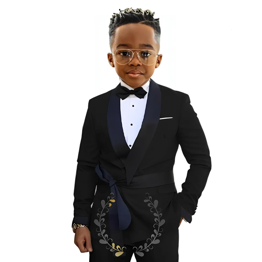 Yellow Fashion Suit for Kids Wedding Boy Tuxedo Holiday Party Dress Customized 2-16 Years old Jacket Pants 2-piece Set