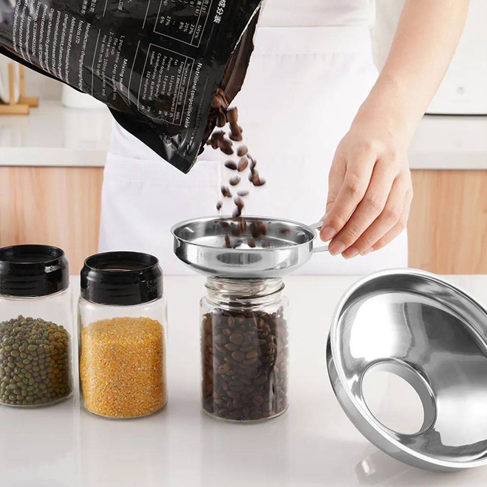 

2 Pcs Wide Mouth Funnel Stainless Steel Canning Jar Spice Powder Oil Catch Essential Metal Funnels for Transferring Jam