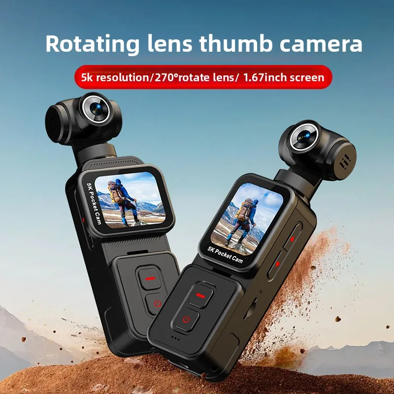 Moving camera 5K Pocket Cam rotating lens rotating screen facial recognition follow-up outdoor riding