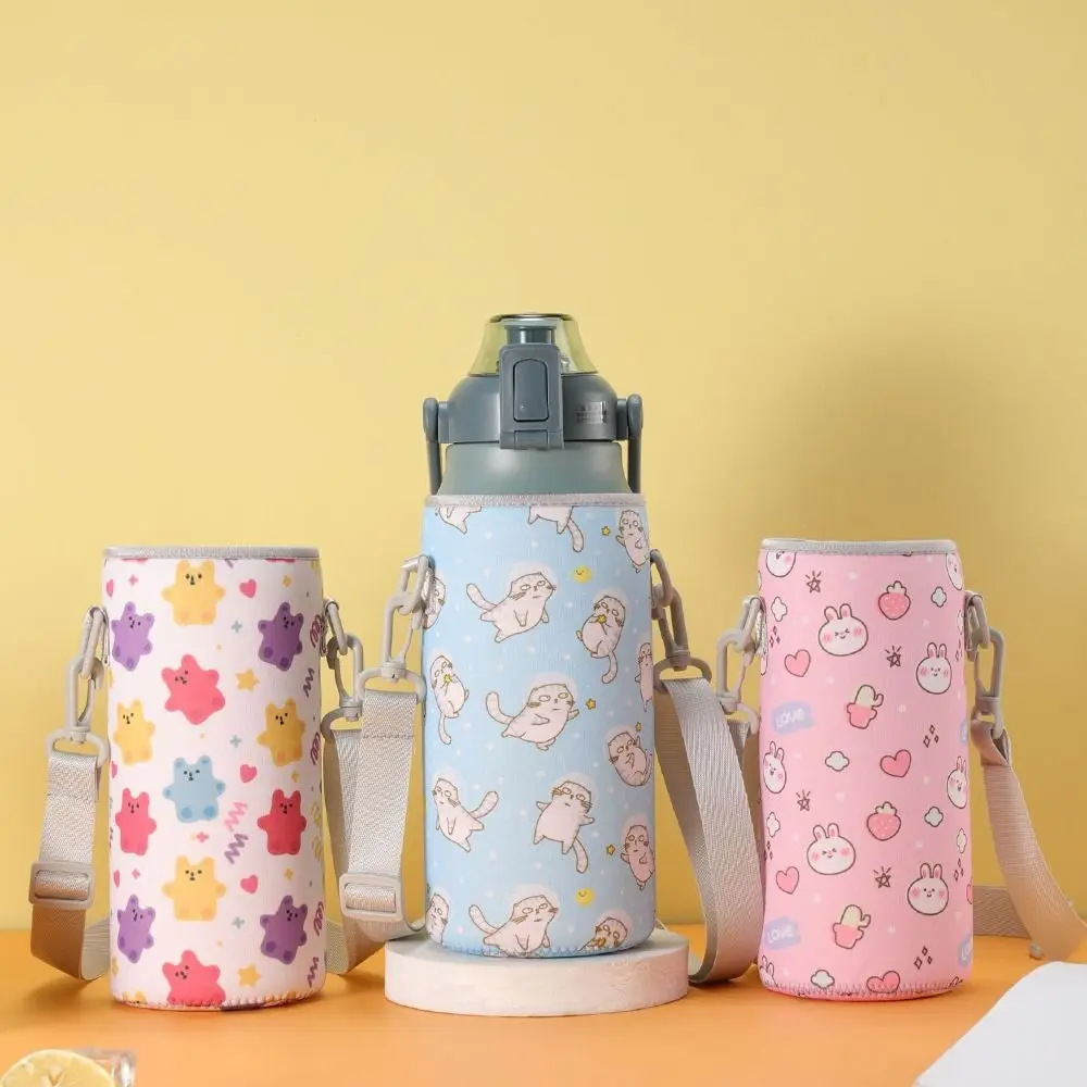 1300/1700 ml Wasserflaschen-Abdeckungstasche mit Riemen, Neopren-Wasserbeutelhalter, Schultergurt, schwarzer Flaschenträger, Isoliertasche