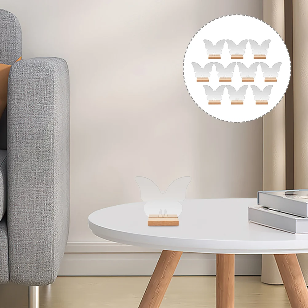 

10Sets Butterfly Acrylic Seating Signs Transparent Table Reserved Signs with Wood Stand Wedding Banquet Party Acrylic Place