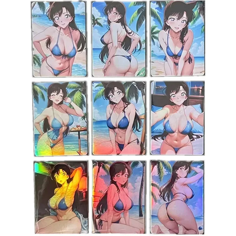 9pcs/set Anime Detective Conan Heroine Maorilan Acg Diy Kawaii Girl Sexy Nude Card Toy Hobby Gift Classic Game Collection Card