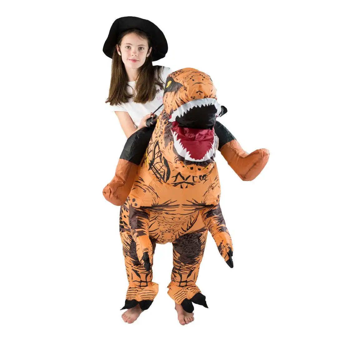 Adulto divertido montar dinosaurio marrón período Jurásico t-rex Cosplay vestido de lujo Halloween carnaval Fiesta Temática disfraz inflable