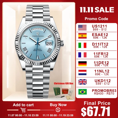 Imagen 1 del producto 2025 Nuevo PAGANI DESIGN DD36 Relojes para hombre Reloj mecánico de lujo Relojes de pulsera automáticos para hombre Espejo de zafiro AR de acero inoxidable