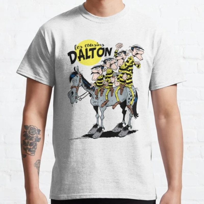 Lucky Luke Cartoon Daltons Tshirt Retro T-Shirt Grunge Men Clothing Harajuku Anime Shirt Ropa Hombre Roupas Masculinas Camisetas