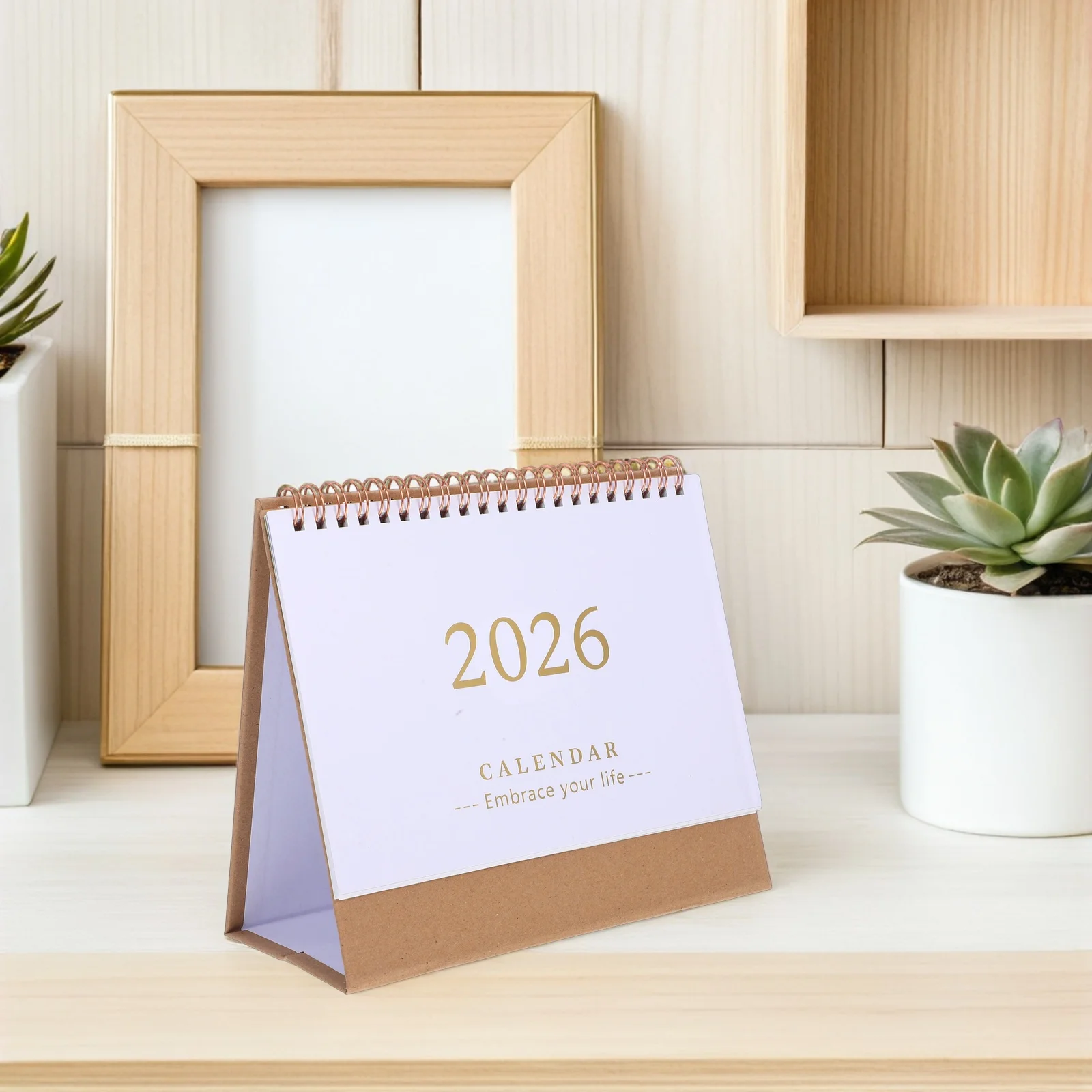 2026 Daily Flip Calendar Small Desktop Planner Stand Up Twin Wire Binding Monthly Schedule Organizer Home Office