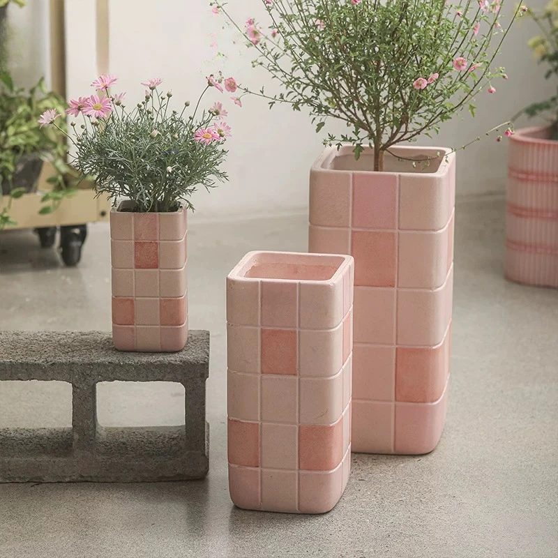Pastoral creative magnesium mud imitation cement flower pot deepening shopping mall villa decoration ornament courtyard