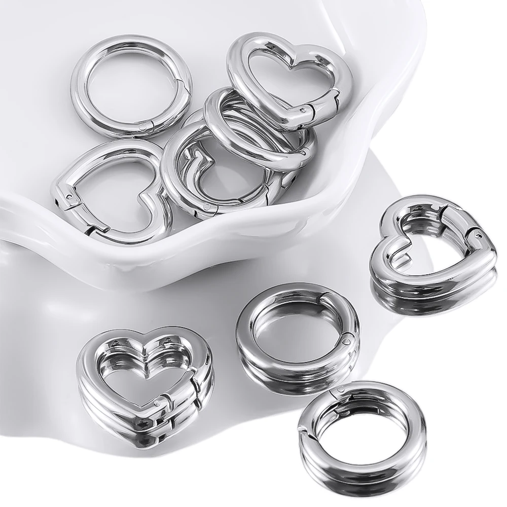 

1/2pcs Stainless Steel Heart-shaped And Circular Keychain With Opening Ring For DIY Mobile Phone Key Pendant Keychain Materials