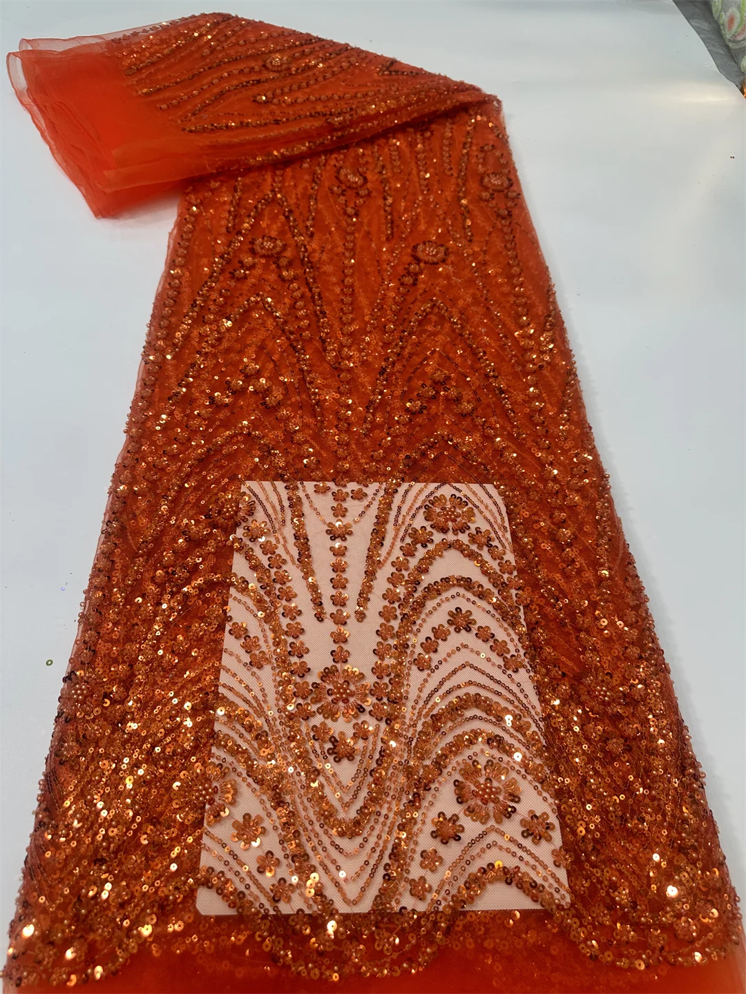 

Luxurious African Groom Sequins Lace Fabric Beads Embroidery, French Tulle, Nigerian Wedding Dress, High Quality, 2026