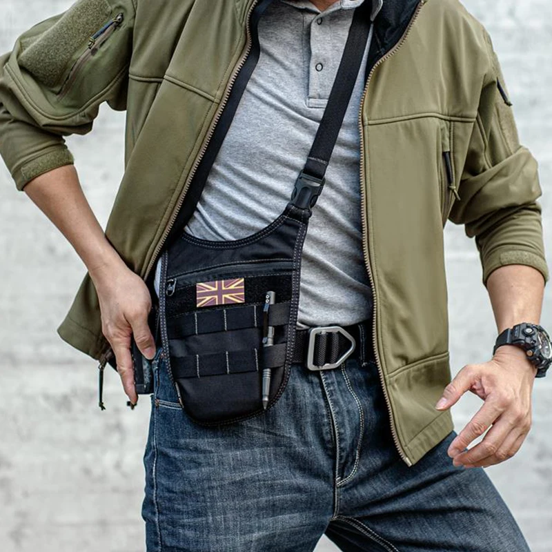 Underarm Invisible Tactical Shoulder Bag Crossbody Bag Men Molle Hidden Waist Bag Outdoor Travel Phone Key Anti Theft Pack