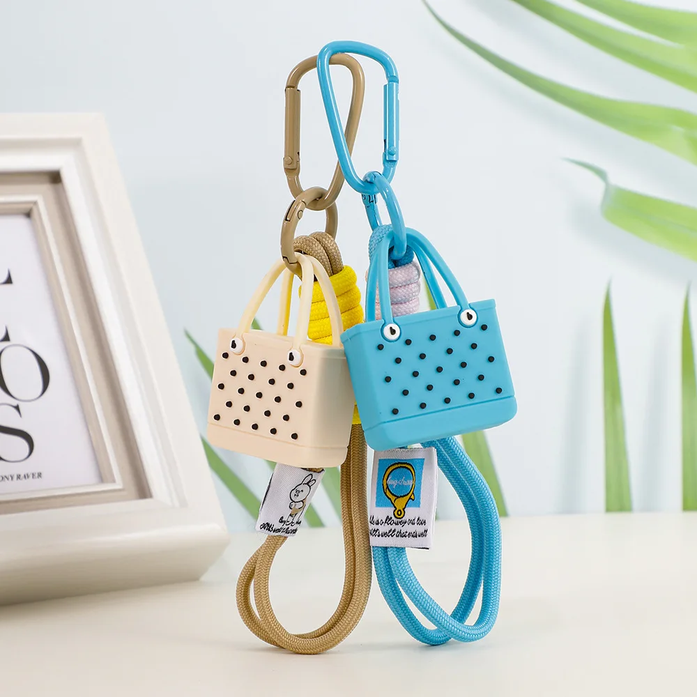 Mini Beach Hole Bag Keychain Cute Simple Simulation Bag Key Chain Multi-purpose Fashion Seaside Big Basket Hanging Ornaments