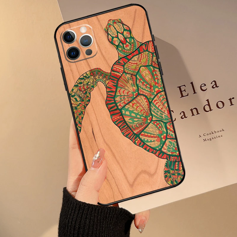 حافظة هاتف بنمط الخشب السلحفاة ، Funda لهاتف آيفون 15 14 13 12 11 Pro Max Mini 7 8 14 Plus SE 2020 2022 XS Max X XR