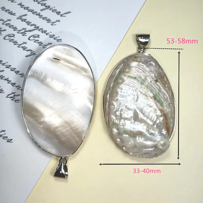Natural White Abalone Shell Pendant Oval DIY Necklace Earrings Charms Woman Girl Jewelry Finding Gift
