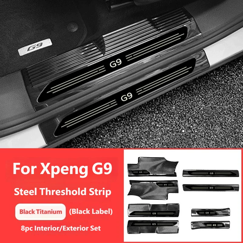 For Xpeng G9 2022-2025 Car Door Sill Protector Stainless Steel Anti-Scratch Door Sill Scuff Plate Cover Welcome Pedals Guards