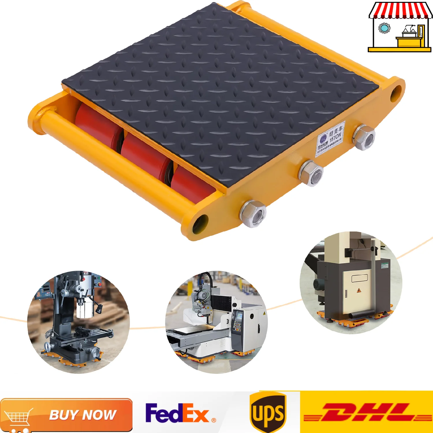 15T Heavy-Duty Machinery Mover | Alloy Steel & PU Roller System for Industrial Equipment