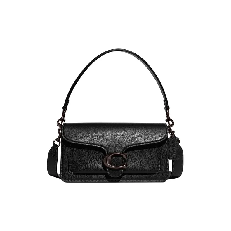 COACH Tabby Pebbled Leather Portable Crossbody Bag, Shoulder Bag Medium Women's Pure Black CH857-V5BLK