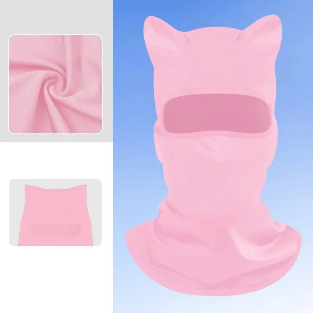 Polyester Fiber Cat Ear Face Mask Soft Windproof Neck Gaiter Breathable Sun Protector Balaclava Hat Outdoor Activities