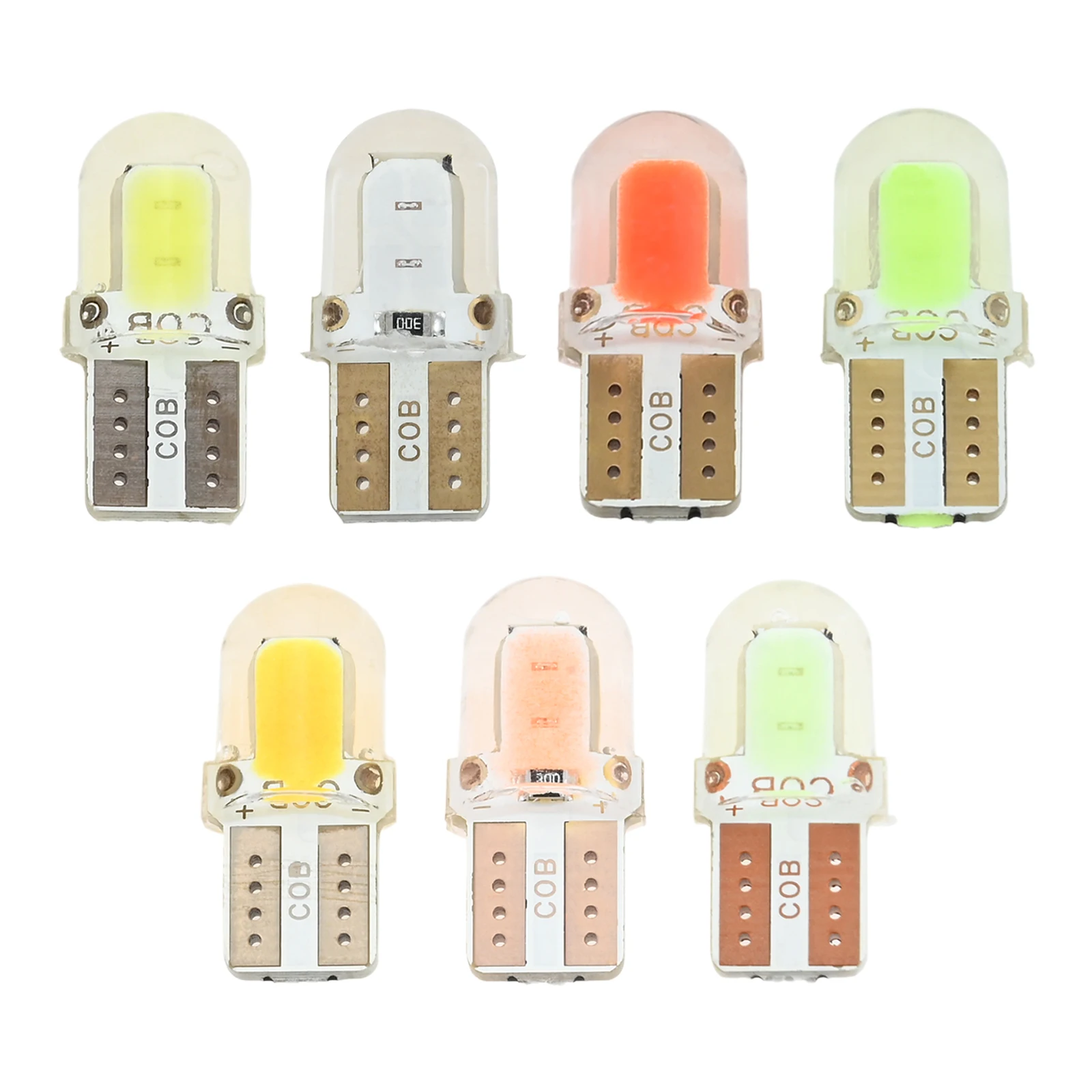 

10 шт., 4-ядерный T10 COB, кристаллический силиконовый короткий W5W, диффузный, высокая яркость, широкий светильник, внутренний позиционный светильник, светильник номерного знака