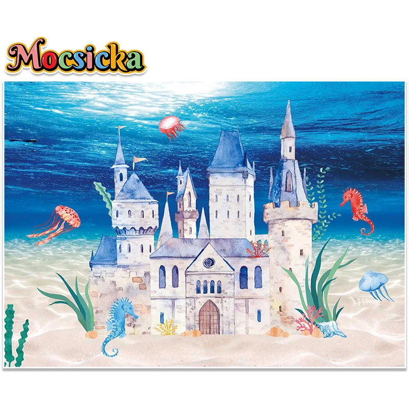 Mocsicka Bluey Underwater Castle Photography Backgrounds Professional Studio Props Children Portrait Photo Backgrounds Photozone