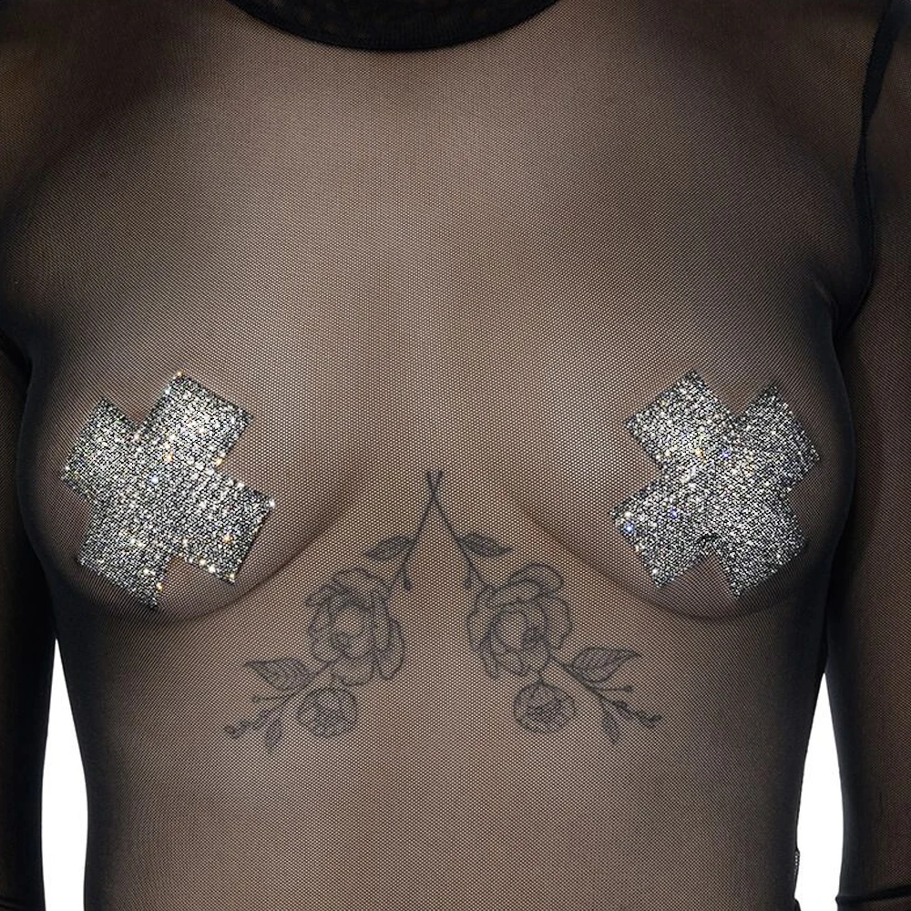 Sexy Cross Nipple Stickers Cover Breast Body Jewelry for Women Rhinestone Chest Stickers Pasties Crystal Lingerie Nightclub Fun