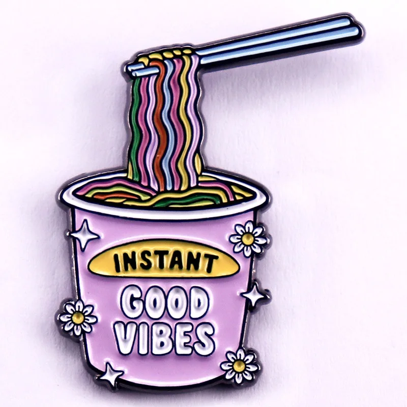 A3266 Instant good vibes noodles Lapel Pins for Backpack Enamel Pin Brooches Manga Briefcase Badges Fashion Accessories Jewelry