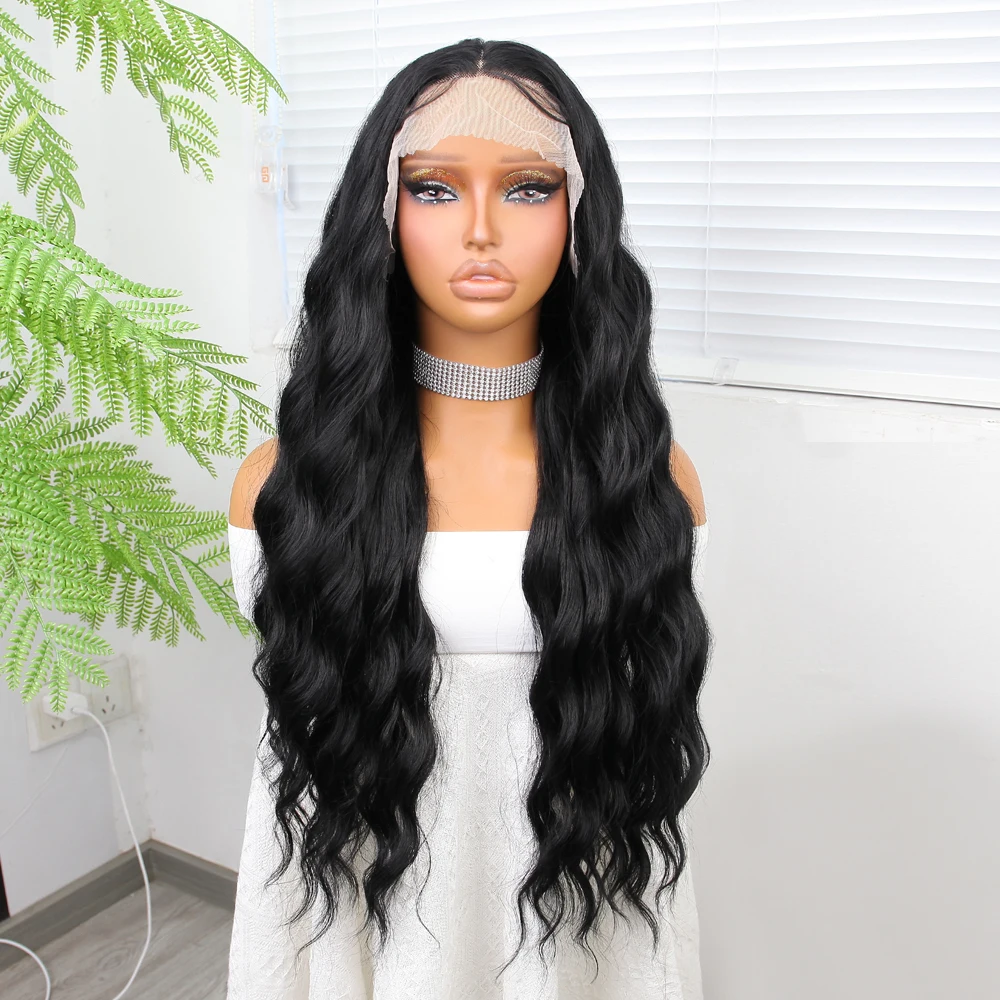 HZ الاصطناعية الدانتيل الجبهة الباروكات النساء شعري الطبيعي الاصطناعية الشعر الدانتيل شعر مستعار طويل قبل قطعها شعر الطفل تأثيري