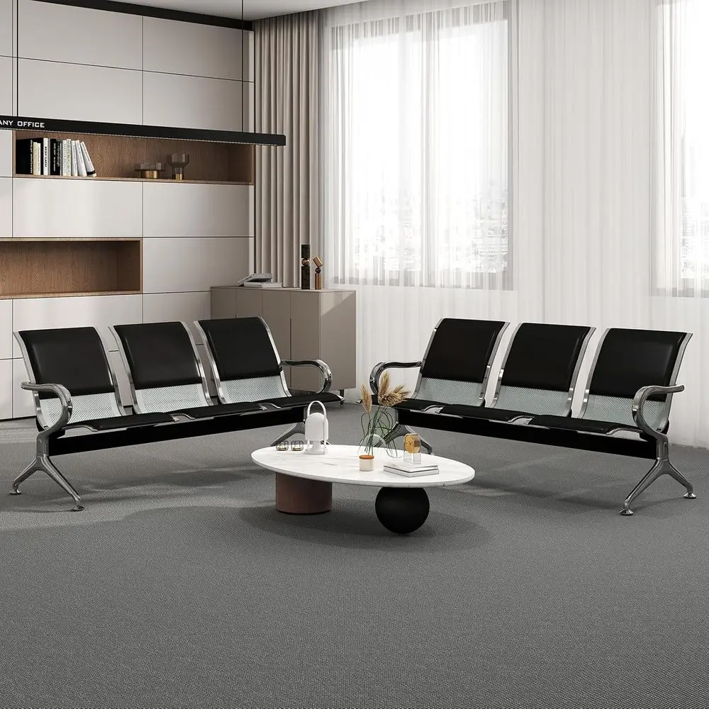

6-Seat PU Leather Waiting Room Bench Set - Ideal for Office, Airport, Hospital, Bank, Salon, Barbershop