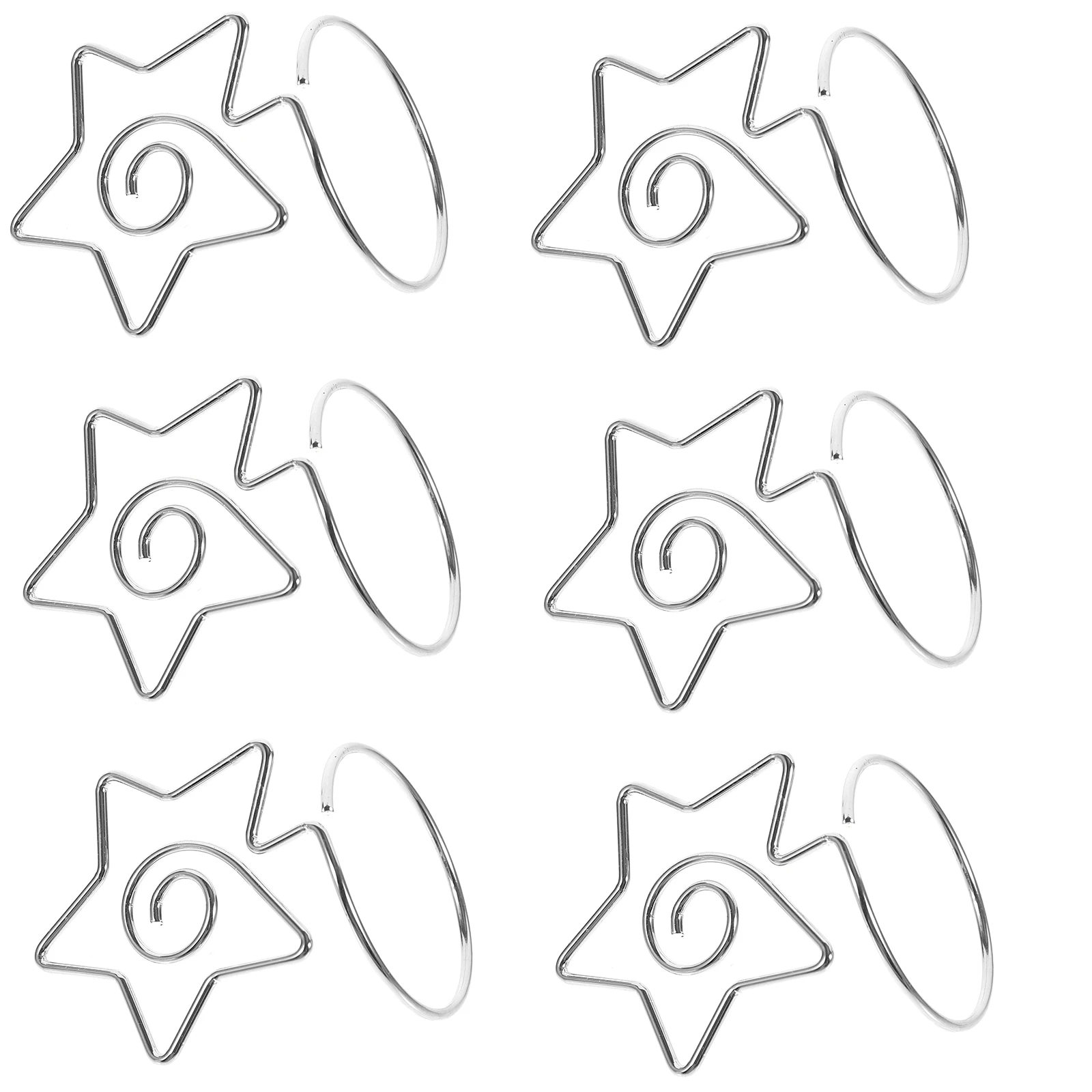 6pcs Pentagram Card Placement Holders Picture Shelves Note Display s Table Number Place Photo Clips Practical Metal