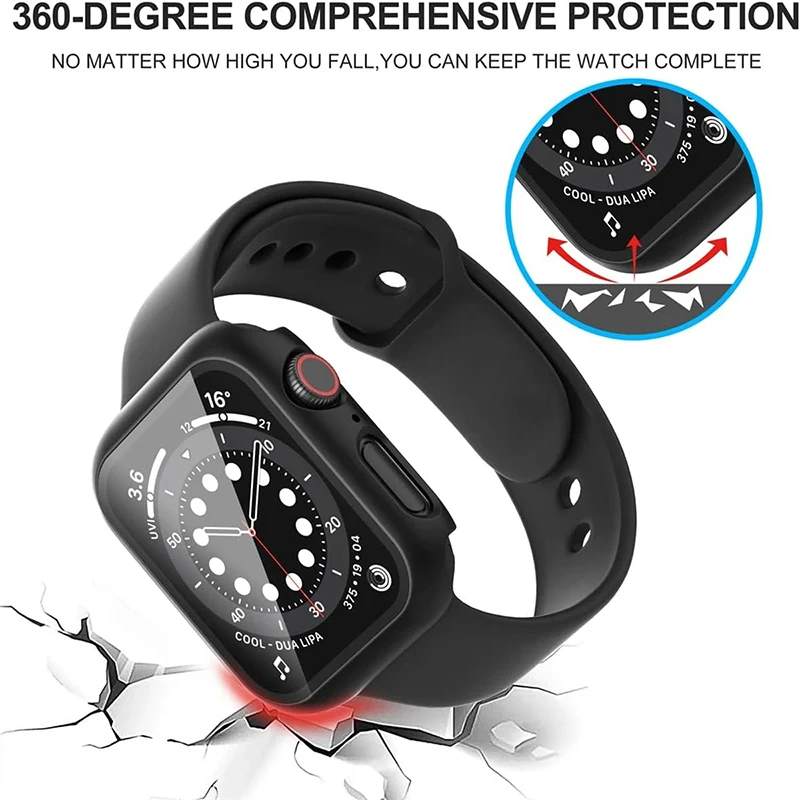 Vidro e Caixa para Apple Watch, Protetor de Tela, Capa Para-choques, Ultra, 49mm, 9, 8, 7, 41mm, 45mm, iWatch Serie 6, 5, 4, 3, SE, 44 milímetros, 40 milímetros, 42 milímetros, 38 milímetros