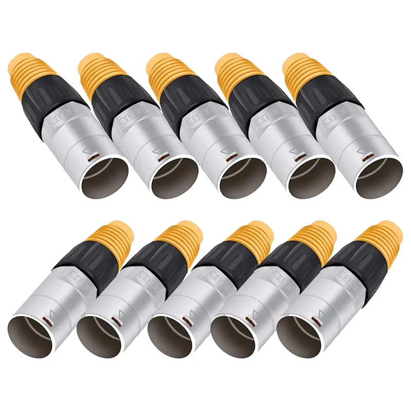 A40Z-10PCS RJ45 Waterproof Panel Connector, Cat5e Ethernet Socket, Metal Ethernet Cable Connector For Industrial Home Network