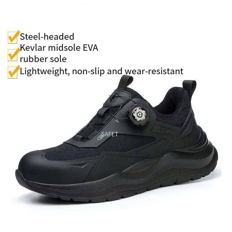 Safety Shoes Men Featuring Anti-slip Wear-resistant Anti-smashing Anti-puncture Breathable Steel Toe Cap Soft Work Shoes