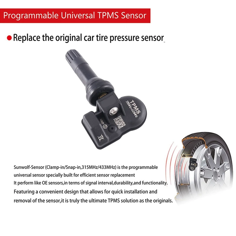 4 Stück Programmierbarer MX-Sensor TPMS Reifendrucküberwachungssensor 315MHZ 433MHZ Universal 2-in-1 Reparaturwerkzeug für Autel Schwarz – Detail 9