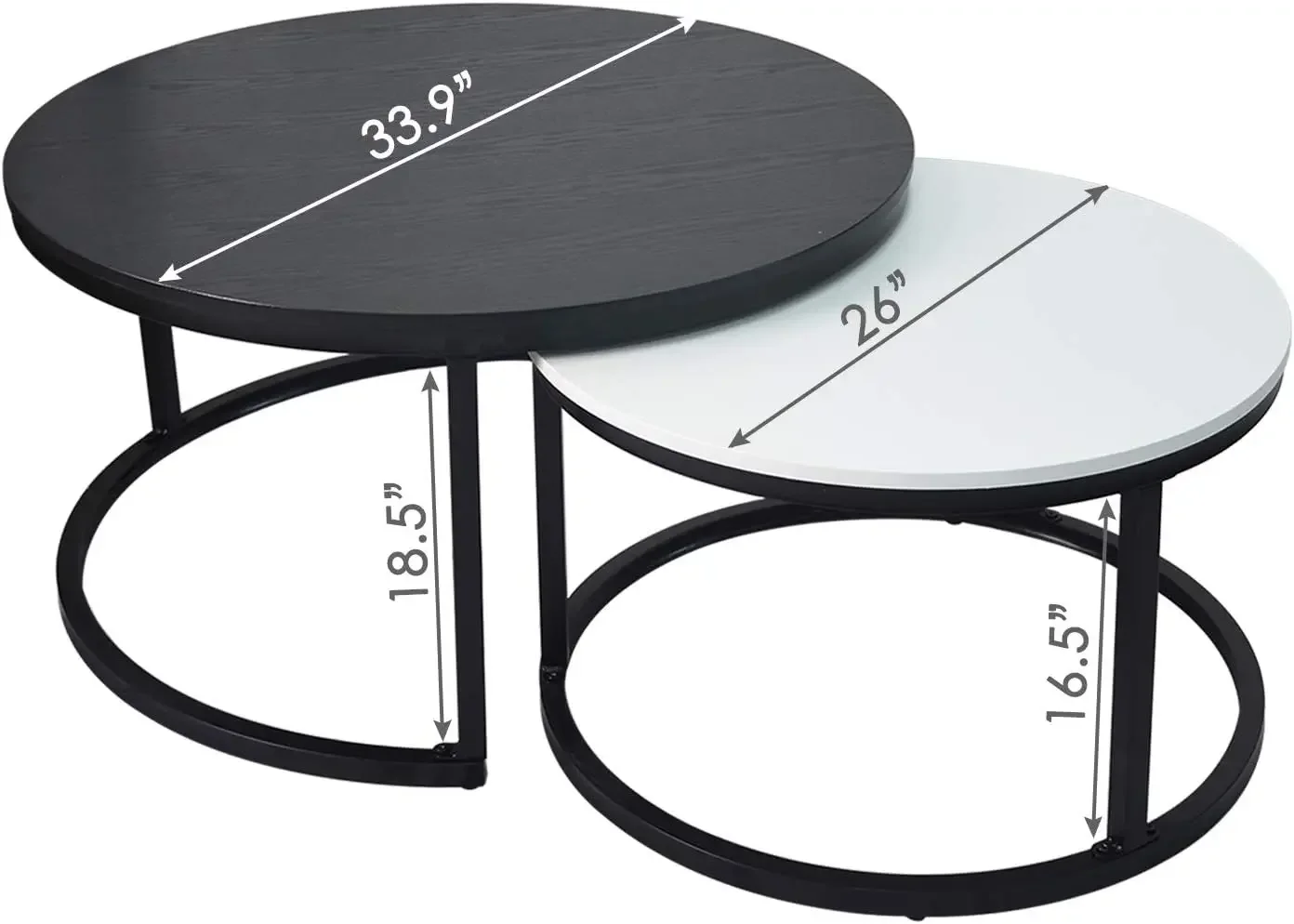 for  Coffee Tables,2 Round Nesting Table Set Circle Coffee Table with Storage Open Shelf for Living Room Modern Minimalist Styl