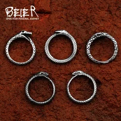 Beier stal nierdzewna 316L nos Viking Fashion Style skandynawska głowa węża pierścień dla mężczyzn i kobiet biżuteria Amulet Vintage LR703