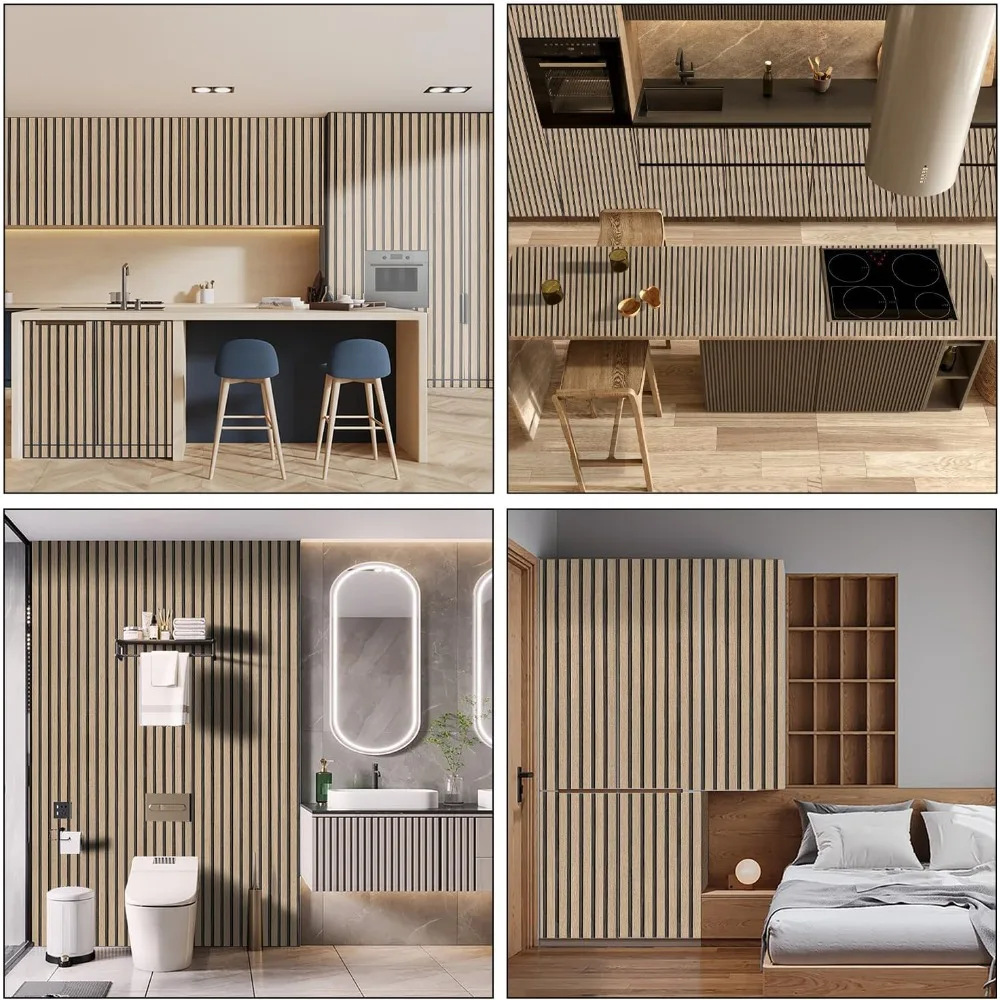 ورق جدران خشبي قابل للتقشير واللصق - 17.5 × 500 ورق اتصال ذاتي اللصق لديكور الحائط، حل سهل لألواح الخشب DIY