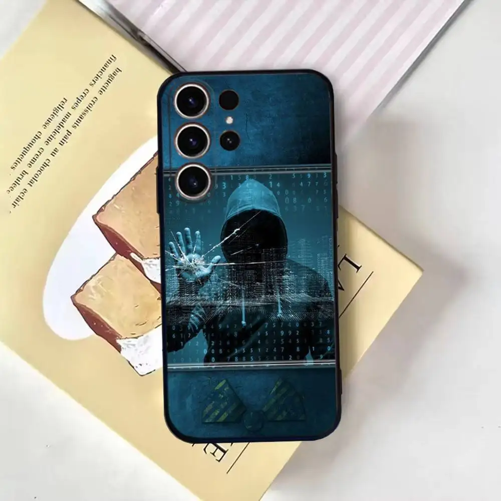 Etui na telefon z motywem Hot Hacker Creativity do Samsung S25, 24, 21, 22, 23, 30, Ultra, 20, Plus, Fe, Lite, Note, 10, 9, miękka czarna obudowa