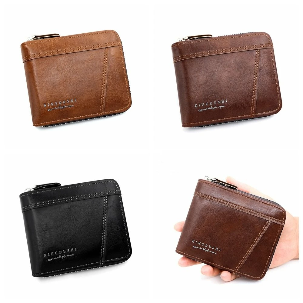 

Многофункциональный мужской короткий кошелек на молнии с несколькими отделениями для карт, мужской кошелек для монет, карман для карт, ретро-держатель для визитных карточек, уличный