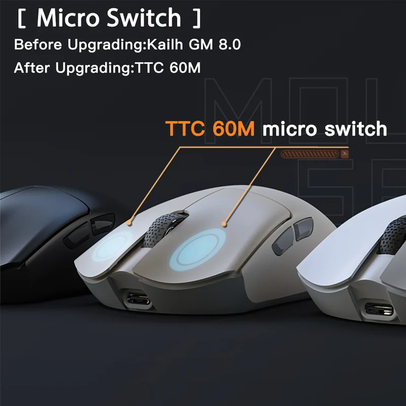 Darmoshark-ratón inalámbrico con Bluetooth para juegos, Mouse con rueda dorada, 26000 DPI, PAM3395, TTC, 2KHz, para ordenador portátil, PC, pegatinas gratis