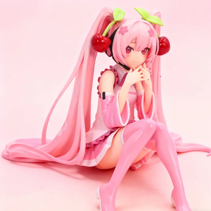 Nieuwe Hatsune Miku Anime Figuur Speelgoed Roze Kers Jurk MIKU Kawaii Cartoon PVC Action Beeldje Model Poppen Verjaardagen Geschenken Kids