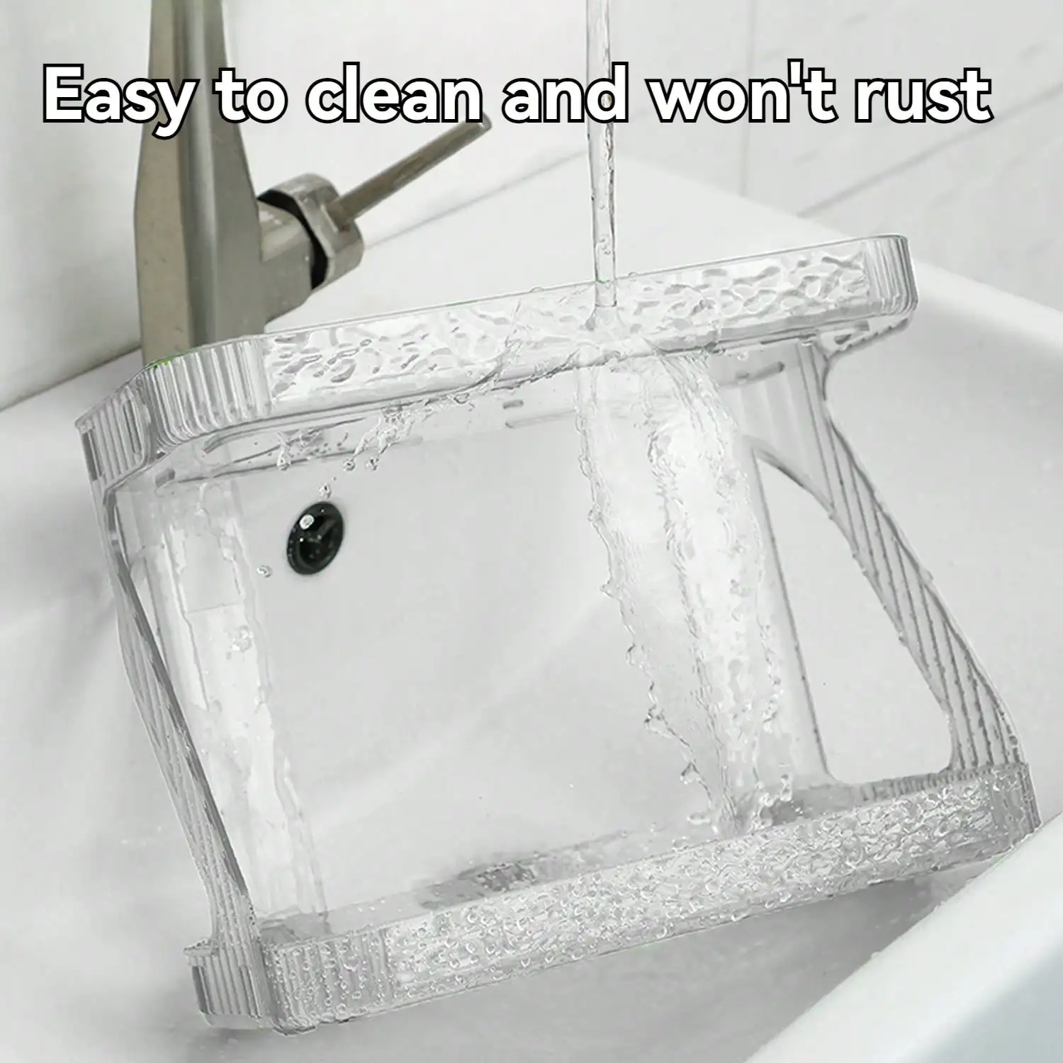 Double layer transparent bathroom storage rack wall mounted suitable for bathrooms, kitchens, bedrooms, no perforated rack