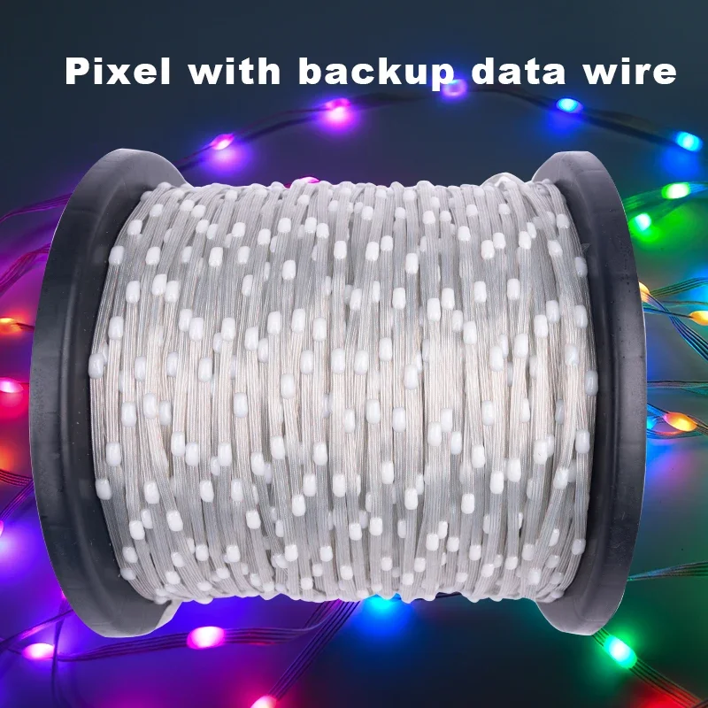 Luz Pixel com Data Wire Backup, 12V, WS2815, 4Pin, Endereçável individualmente, RGB Magic Dream Color, Luzes de Natal