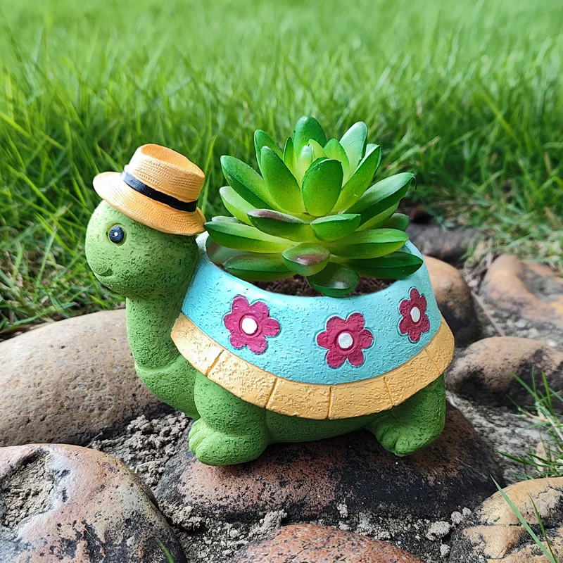 Cute Turtle Planter-Adorable Animal Shaped Flower Pot,Succulent&Small Plant Container,Unique Garden Decor,Perfect for Home