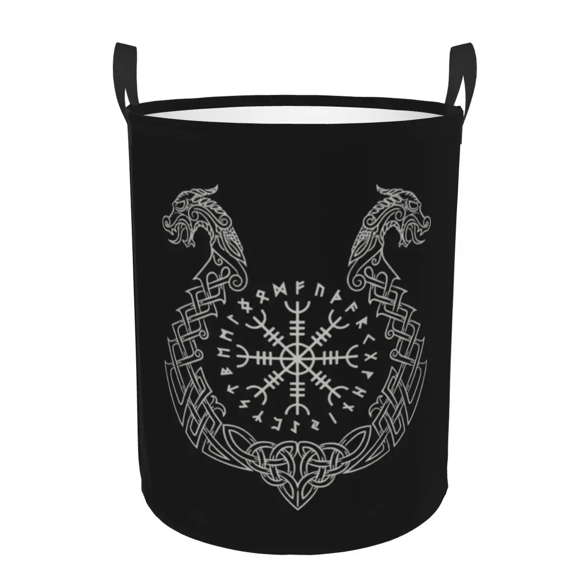 Custom Viking Helm Of Awe Laundry Basket Collapsible Norse Compass Clothes Hamper for Nursery Kids Toys Storage Bag